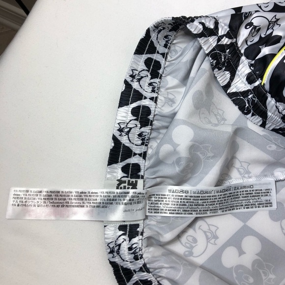 Disney Mickey Satin Drawstring Elastic Waist Pocket Black White Pajama Shorts 1X - Picture 8 of 13